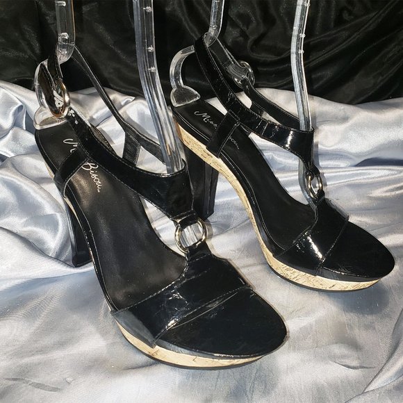 Miss Bisou Shoes - $$$ MISS BISOU black T-strap cork heels MOLLY 9.5